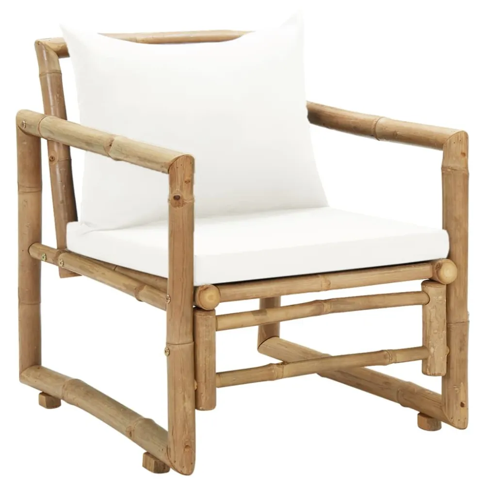 Banco de Jardim Cadeiras de jardim 2 pcs com almofadões e almofadas bambu