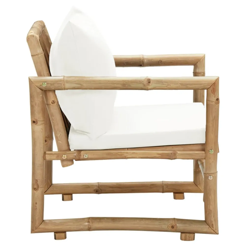 Banco de Jardim Cadeiras de jardim 2 pcs com almofadões e almofadas bambu