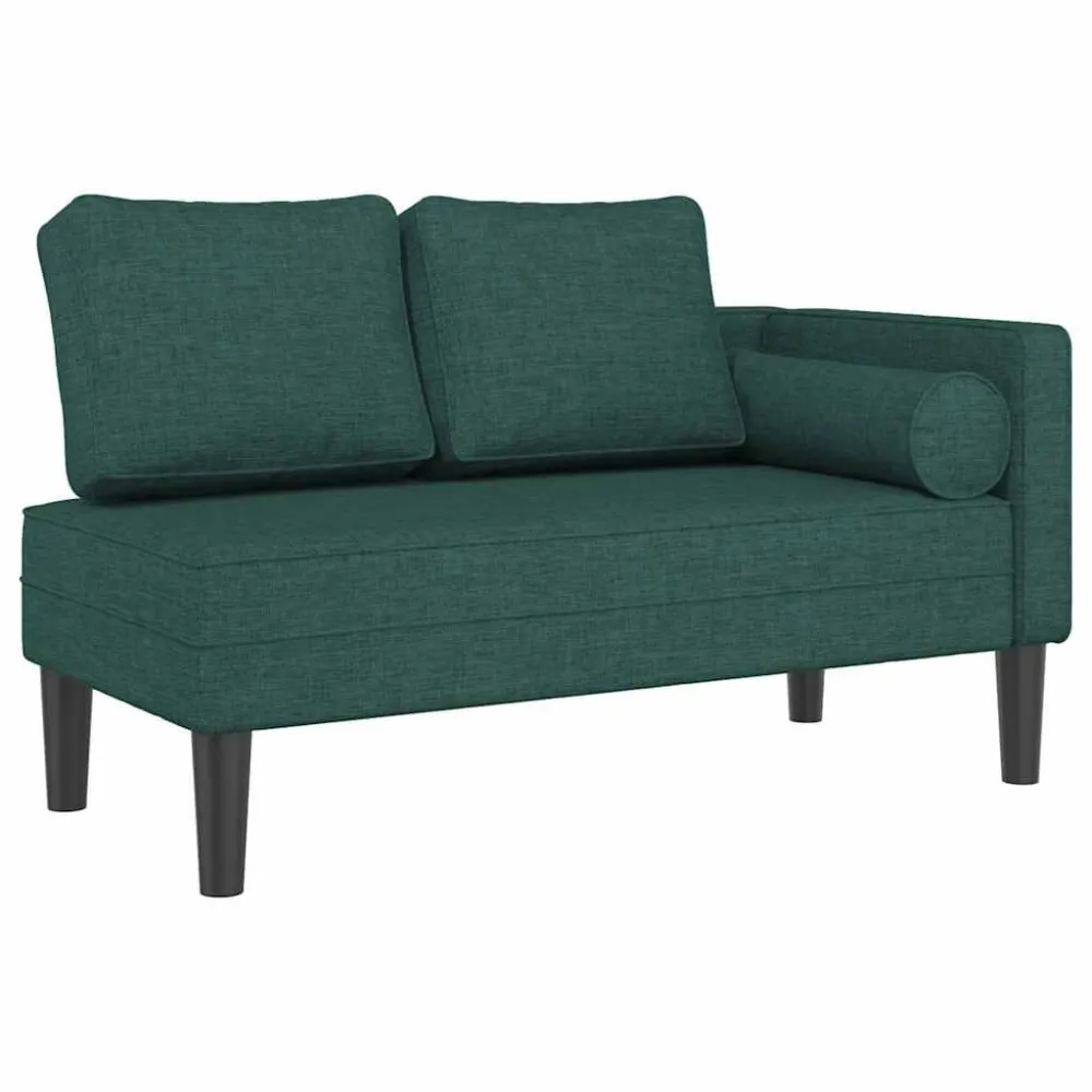 Banco de Jardim Chaise lounge com almofadões tecido verde-escuro