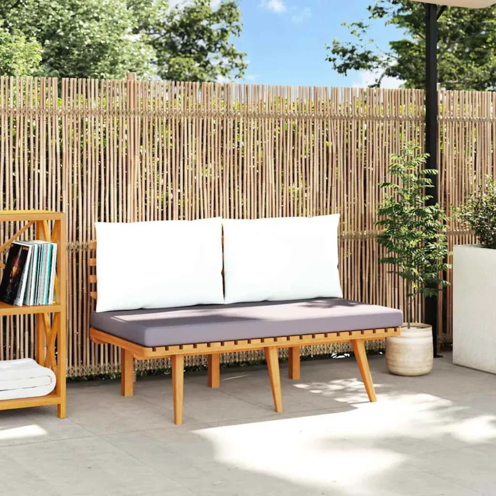 Banco de jardim com almofadões 115 cm madeira acácia maciç em Tecido Sunbrella