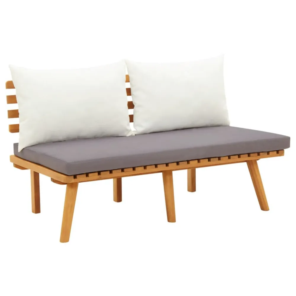 Banco de jardim com almofadões 115 cm madeira acácia maciç em Tecido Sunbrella