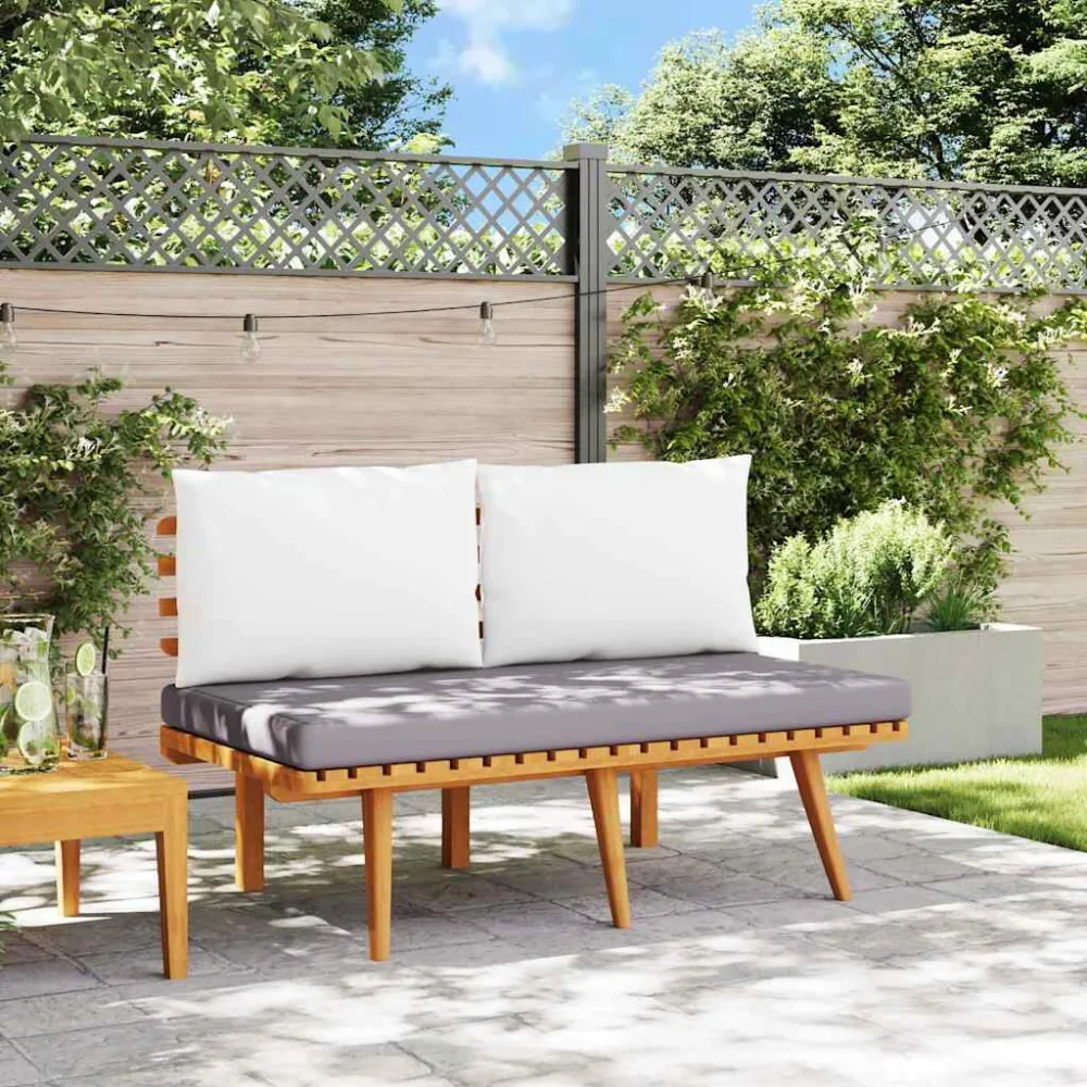 Banco de jardim com almofadões 115 cm madeira acácia maciç em Tecido Sunbrella