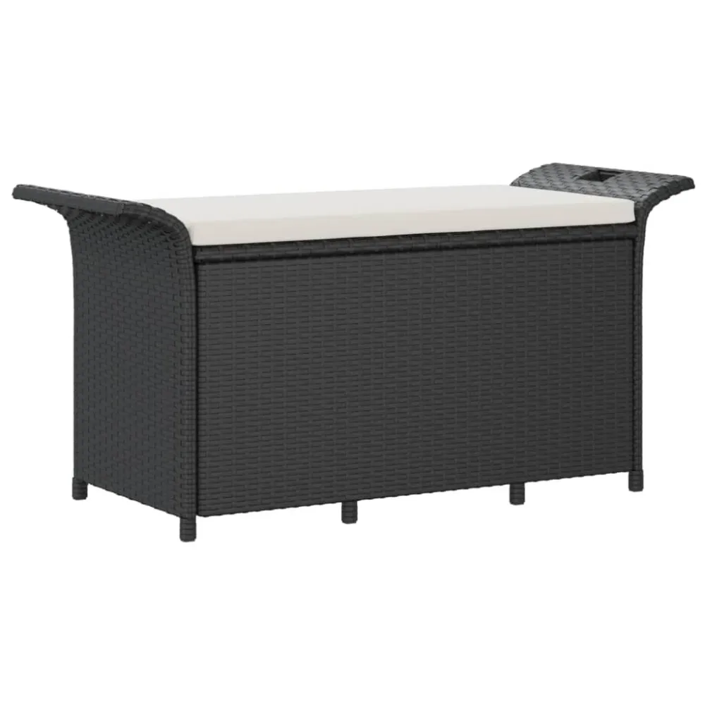 Banco de jardim com almofadão 116x46x57 cm vime PE preto com Tecido Impermeável UV