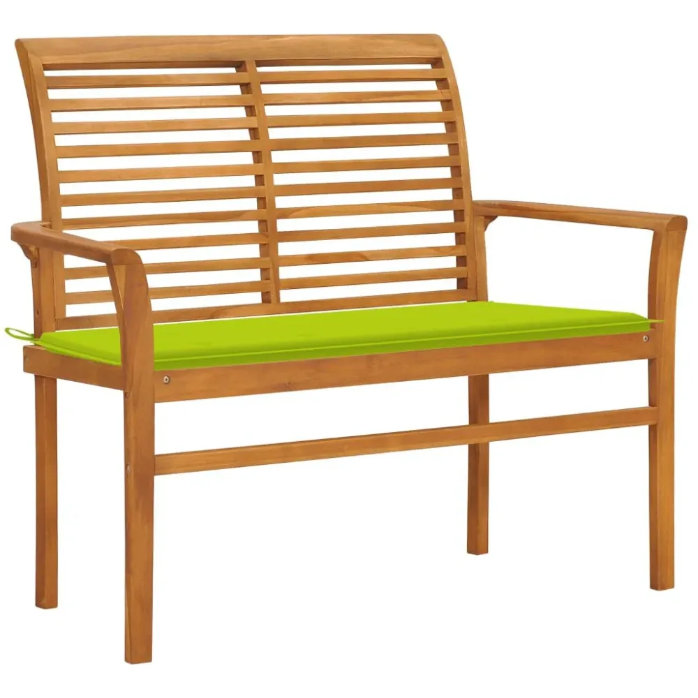 Banco de jardim com almofadão verde radiante 112 cm teca maciç