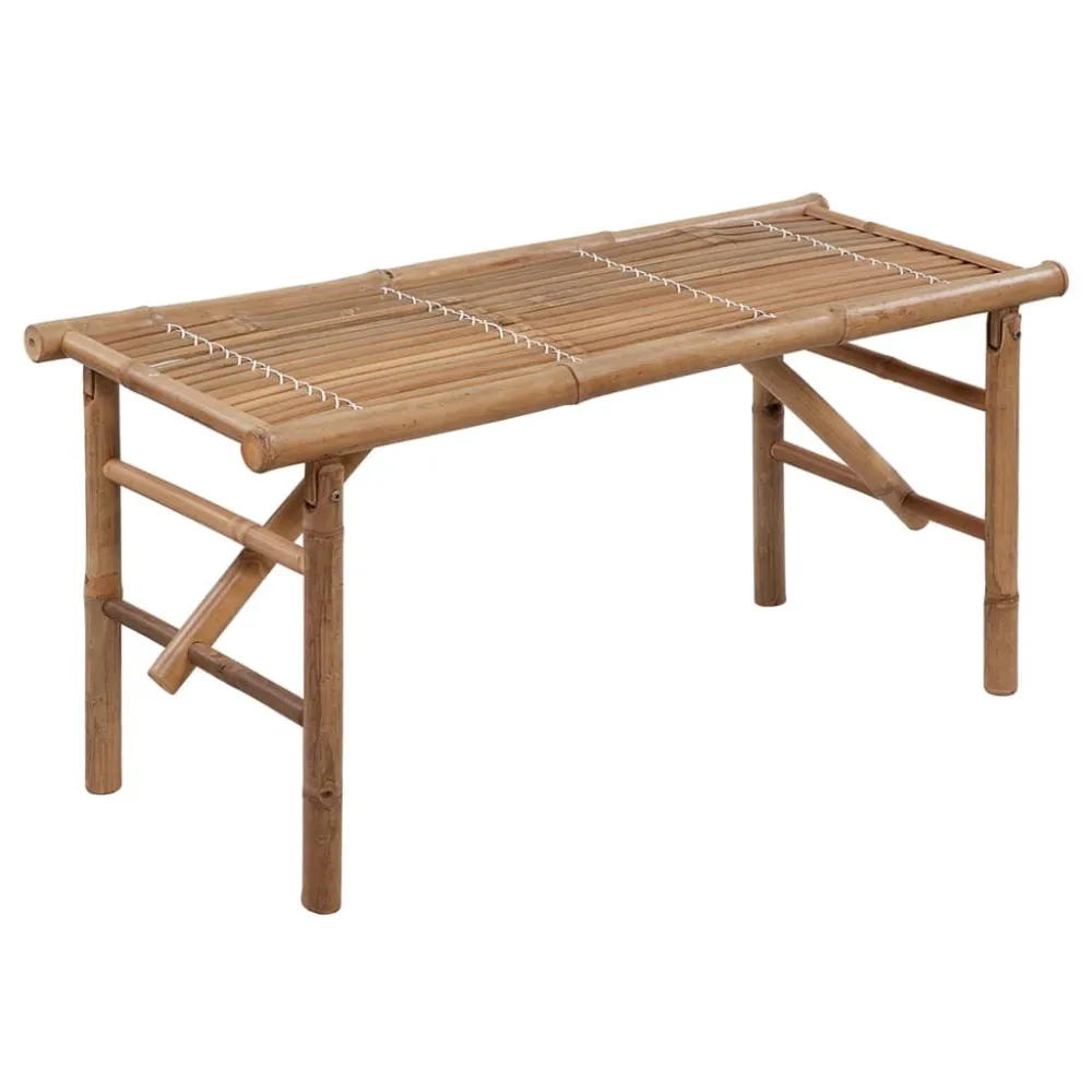 Banco de jardim dobrável com almofadão 118 cm bambu com Apoio para Bebidas