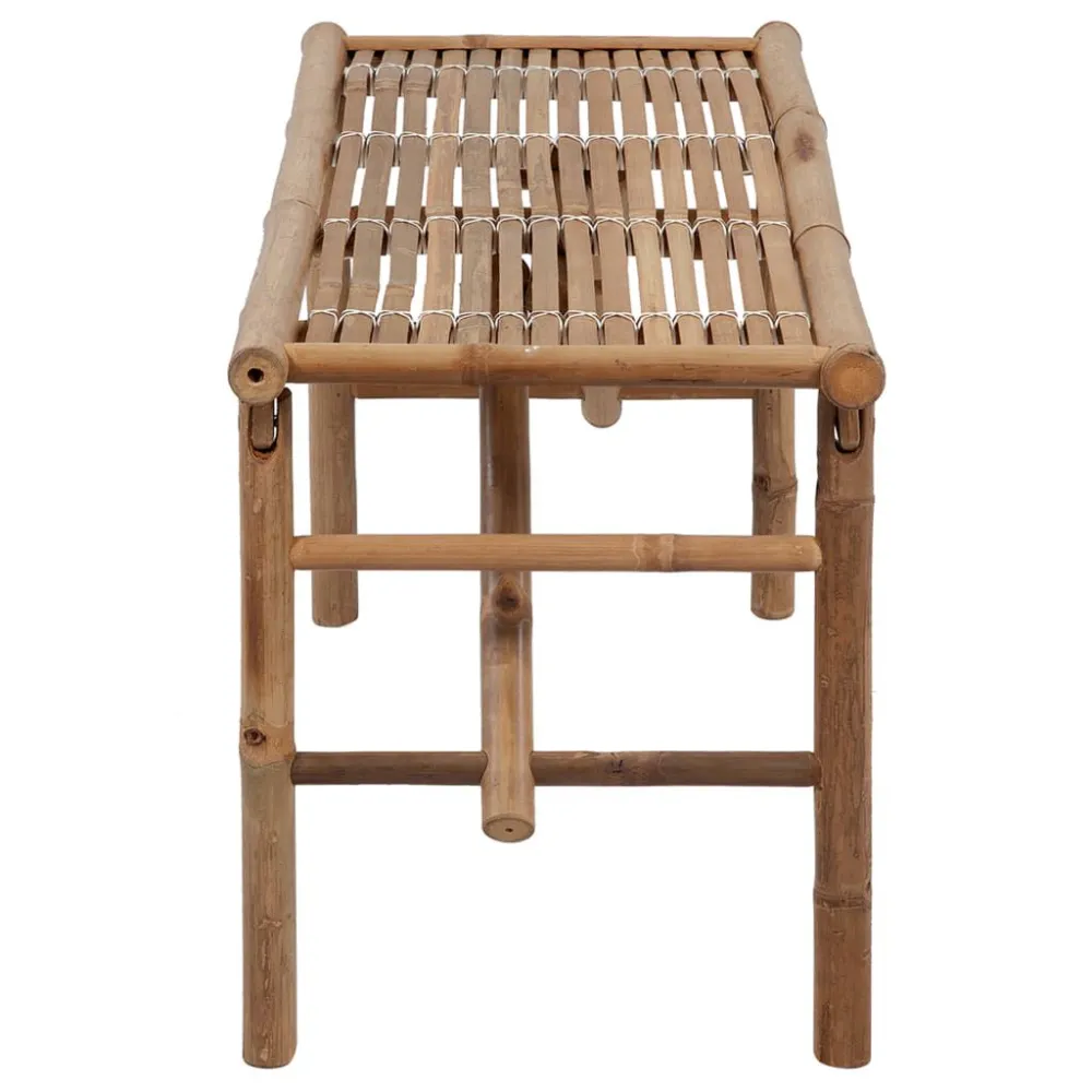 Banco de jardim dobrável com almofadão 118 cm bambu com Apoio para Bebidas