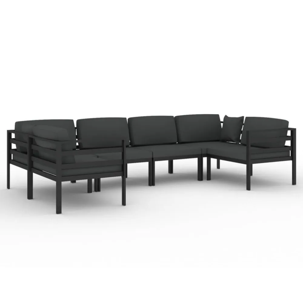 Banco de Jardim 6 pcs conjunto lounge jardim com almofadões alumínio antracite