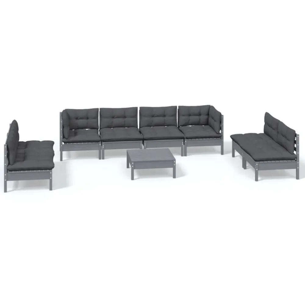 Banco de Jardim 9 pcs conjunto lounge de jardim com almofadões pinho maciço