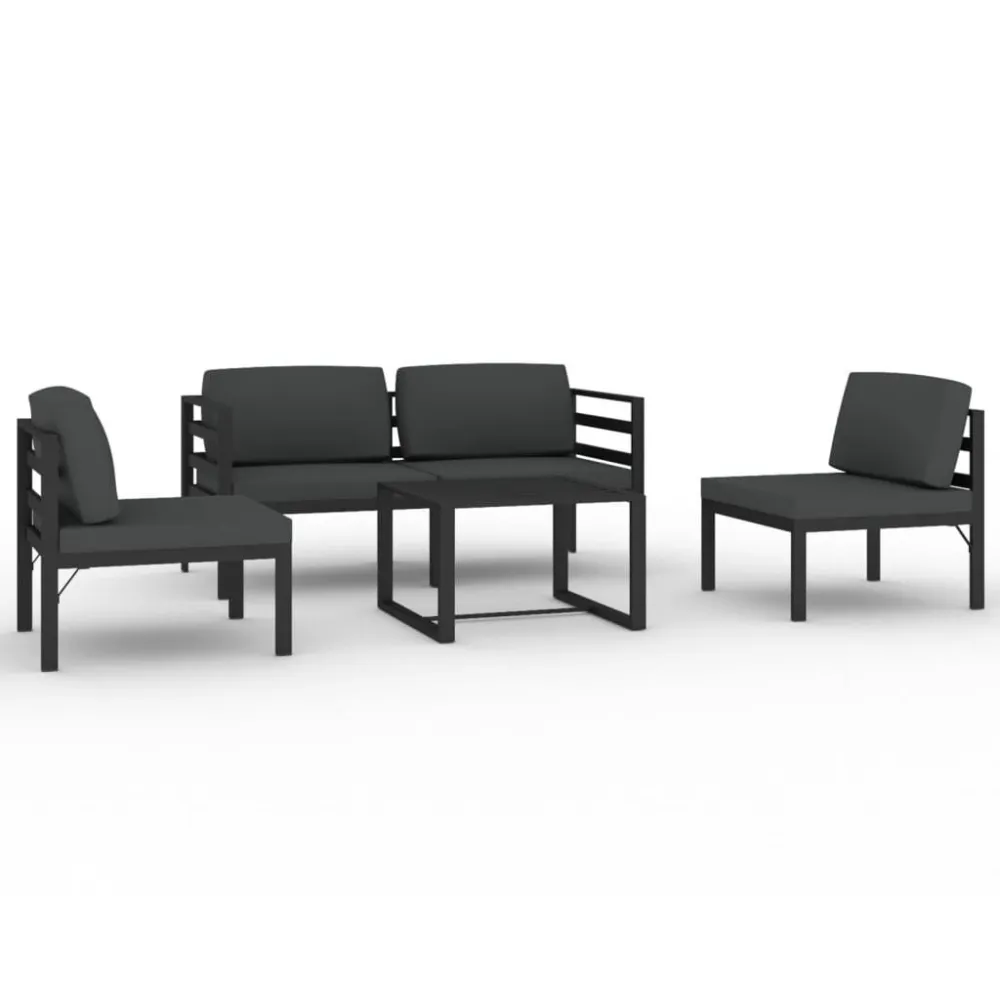Banco de Jardim 5 pcs conjunto lounge jardim com almofadões alumínio antracite
