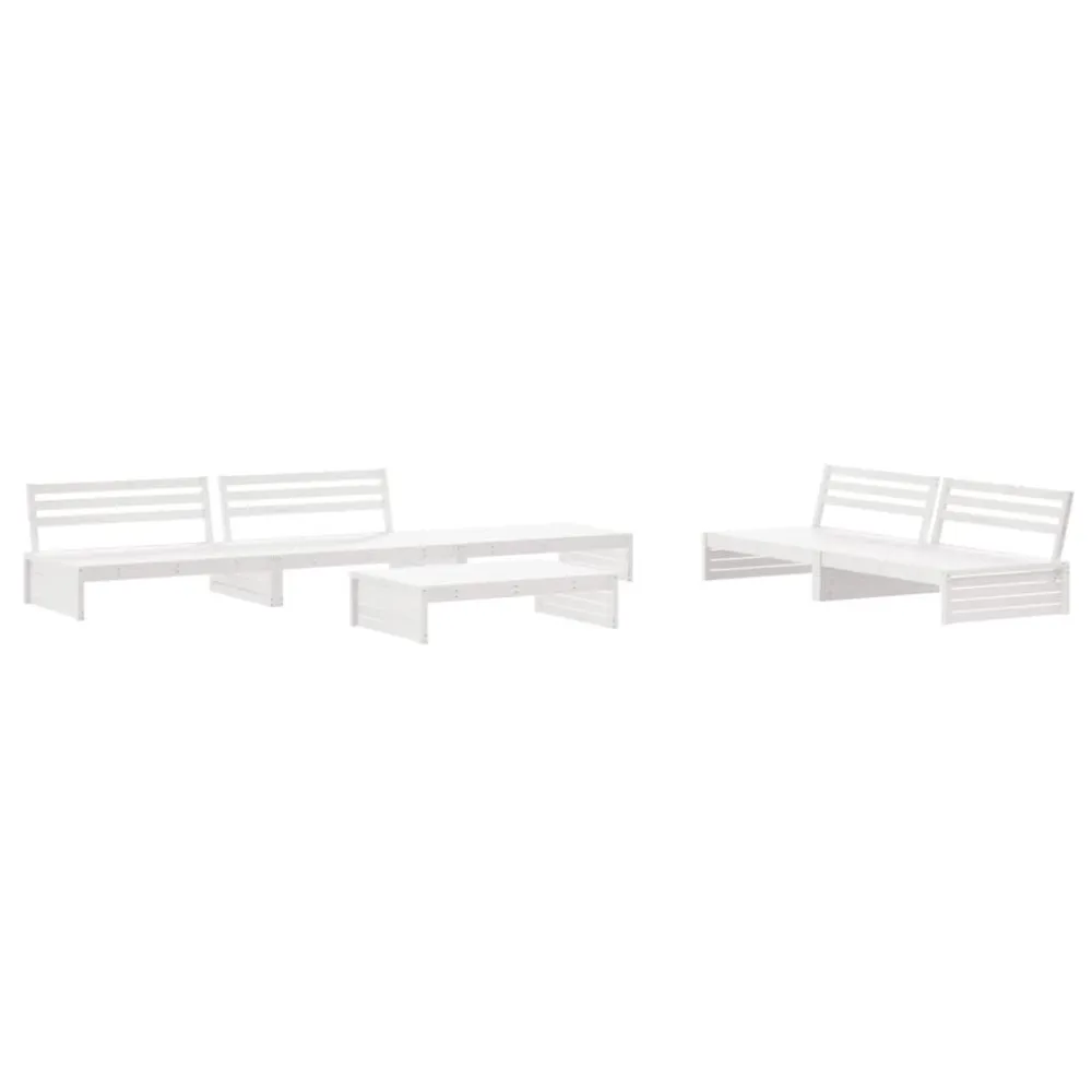 Banco de Madeira para 6pcs conjunto lounge jardim com almofadões madeira maciç branco