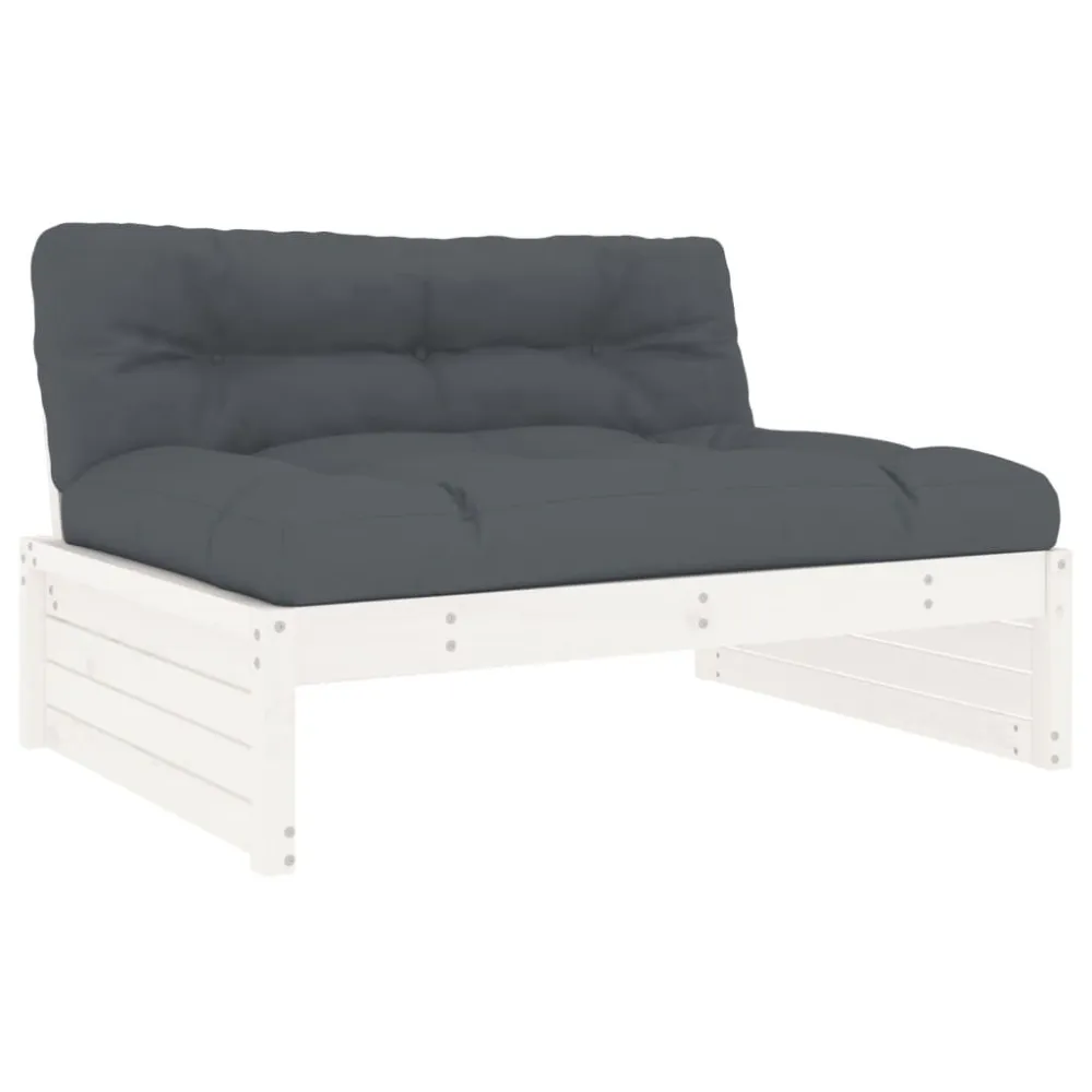 Banco de Madeira para 6pcs conjunto lounge jardim com almofadões madeira maciç branco