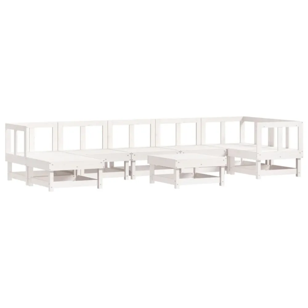 Banco de Madeira para 8pcs conjunto lounge jardim com almofadões madeira maciç branco