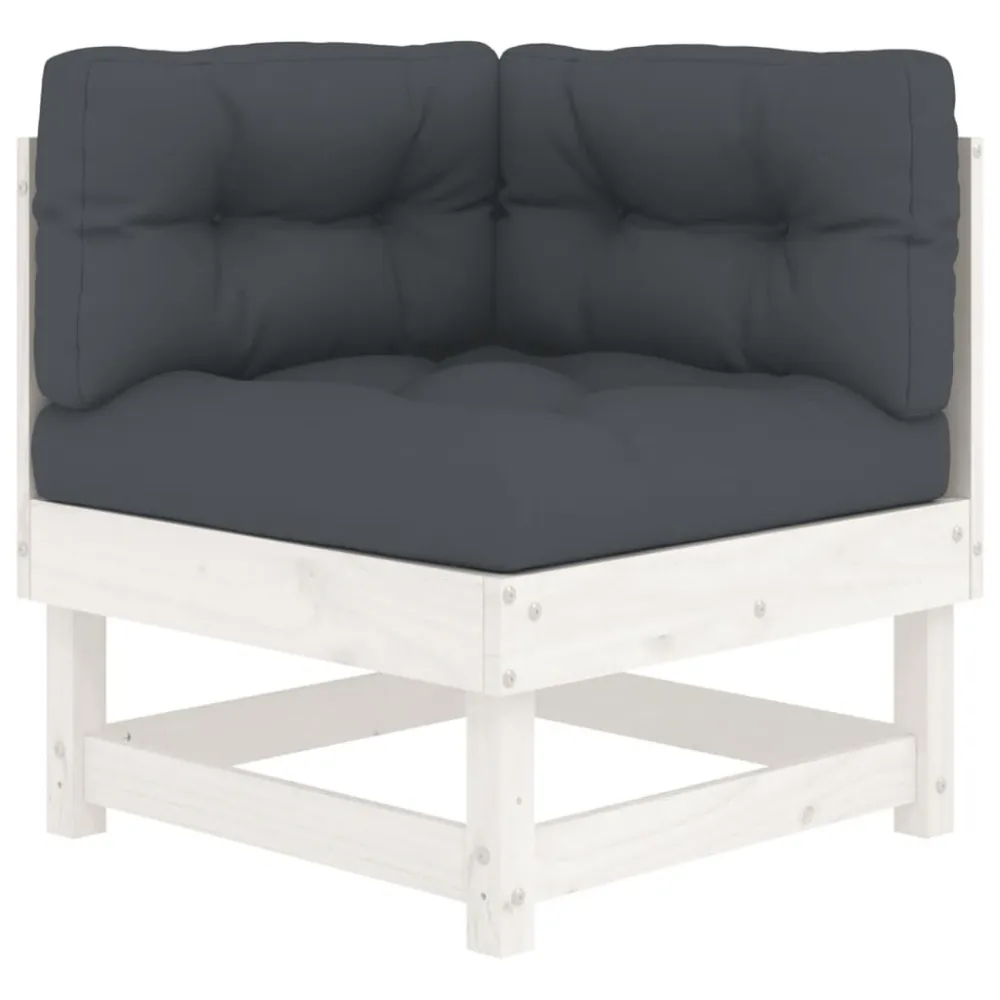Banco de Madeira para 8pcs conjunto lounge jardim com almofadões madeira maciç branco
