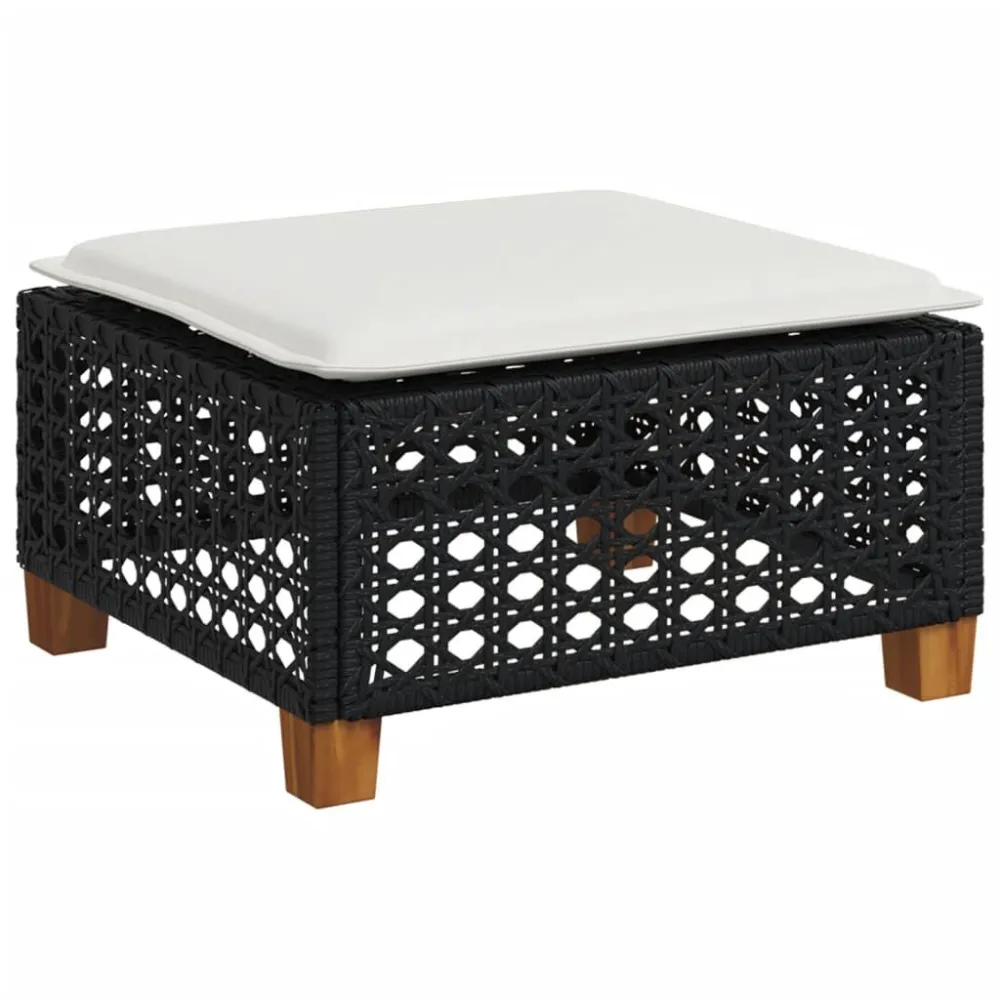 Banco de Madeira para Banco de jardim com almofadão 63,5x56x32 cm vime PE preto