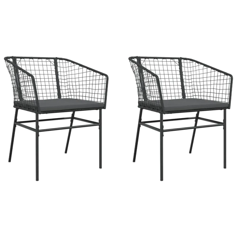Banco de Madeira para Cadeiras de jardim com almofadões 2 pcs vime PE preto