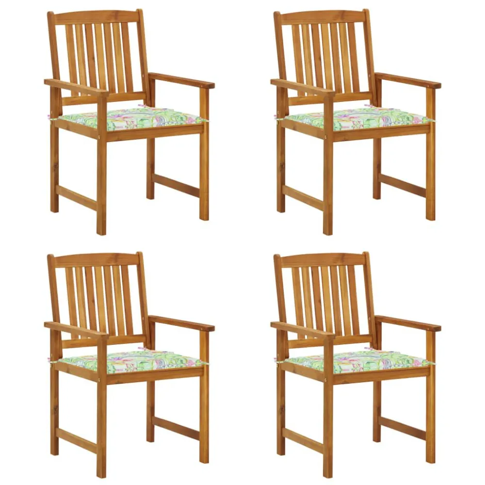 Banco de Madeira para Cadeiras de jardim com almofadões 4 pcs madeira de acácia maciç