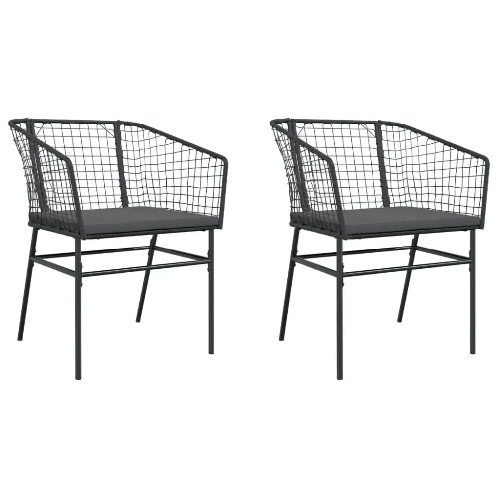 Banco de Madeira para Cadeiras de jardim com almofadões 2 pcs vime PE preto