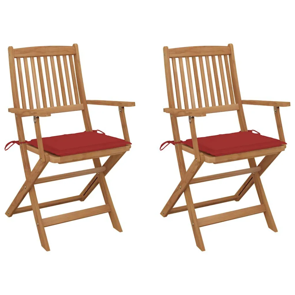 Banco de Madeira para Cadeiras de jardim dobráveis com almofadões 2 pcs acácia maciç