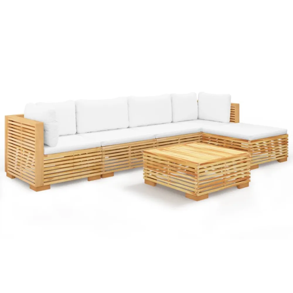 Banco de Madeira para 6 pcs conjunto lounge jardim com almofadões madeira teca maciç
