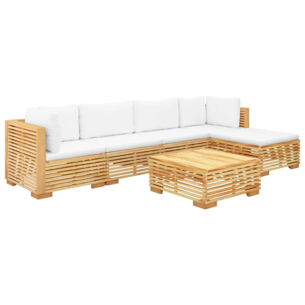 Banco de Madeira para 6 pcs conjunto lounge jardim com almofadões madeira teca maciç