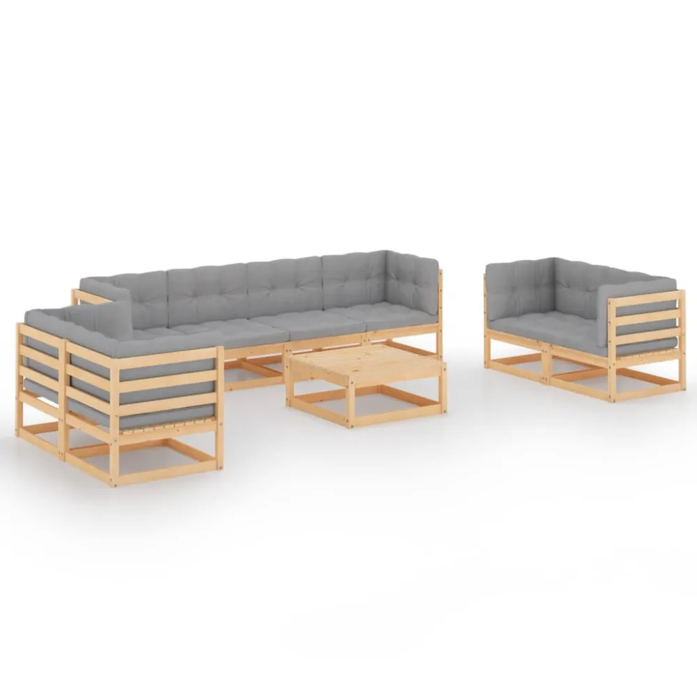 Banco de Madeira para 9 pcs conjunto lounge de jardim com almofadões pinho maciço