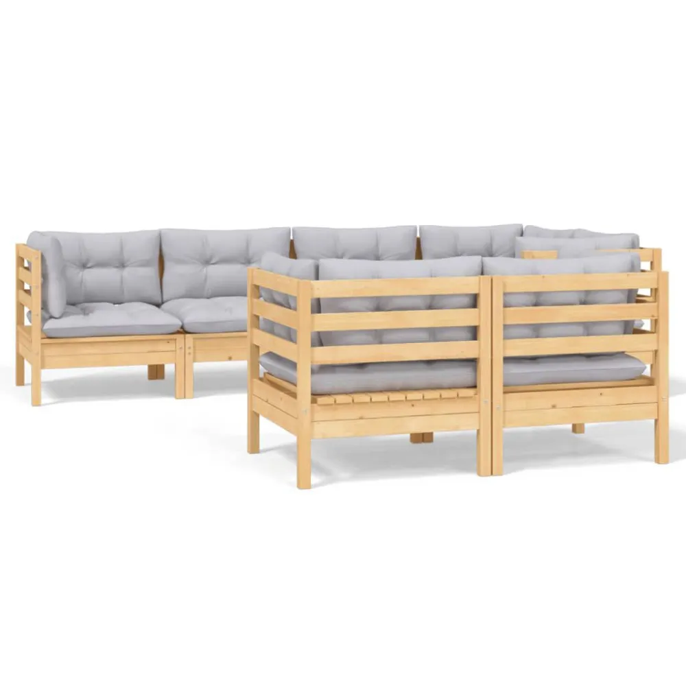 Banco de Madeira para 7 pcs conjunto lounge jardim com almofadões creme pinho maciço