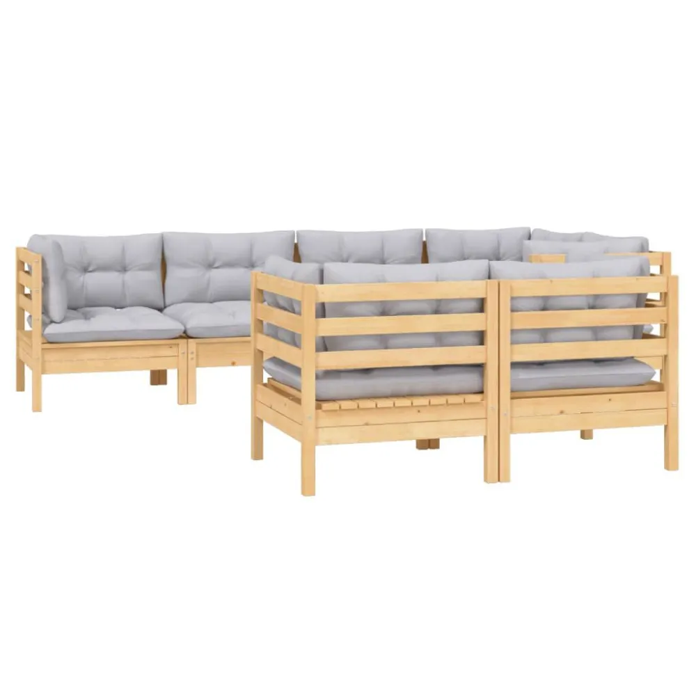 Banco de Madeira para 7 pcs conjunto lounge jardim com almofadões creme pinho maciço