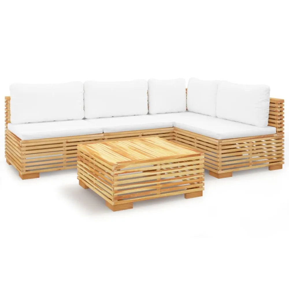 Banco de Madeira para 5 pcs conjunto lounge jardim com almofadões madeira teca maciç