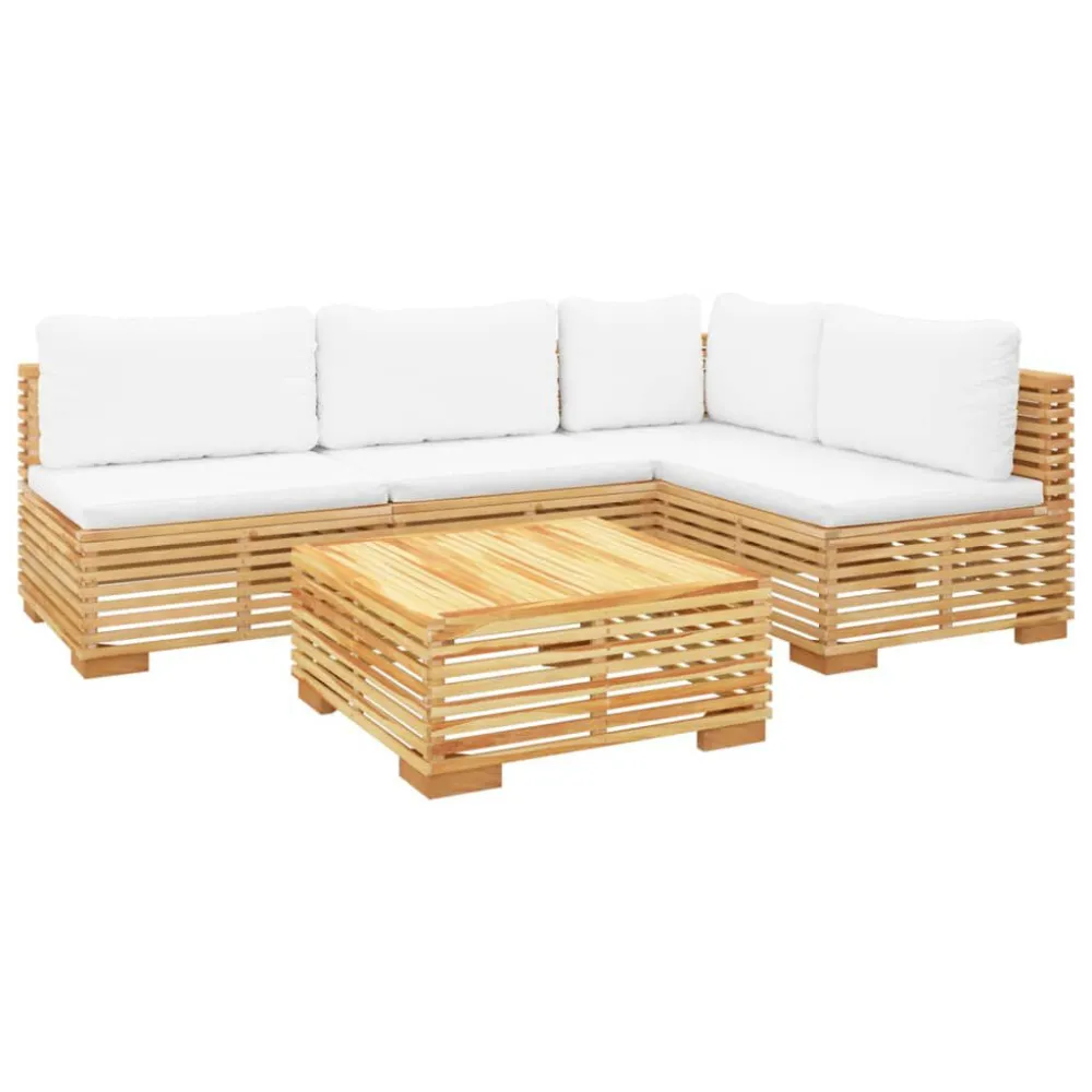 Banco de Madeira para 5 pcs conjunto lounge jardim com almofadões madeira teca maciç