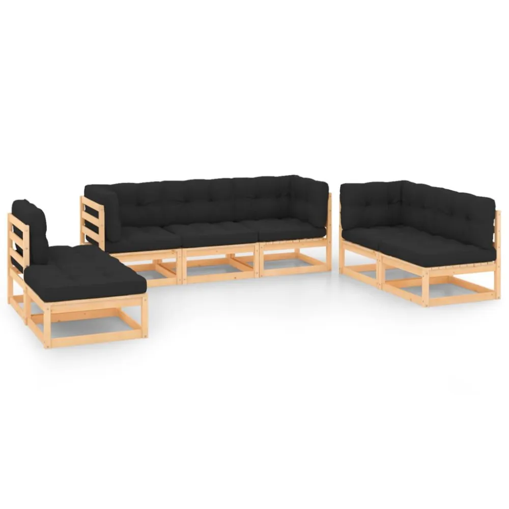 Banco de Madeira para 7 pcs conjunto lounge de jardim com almofadões pinho maciço