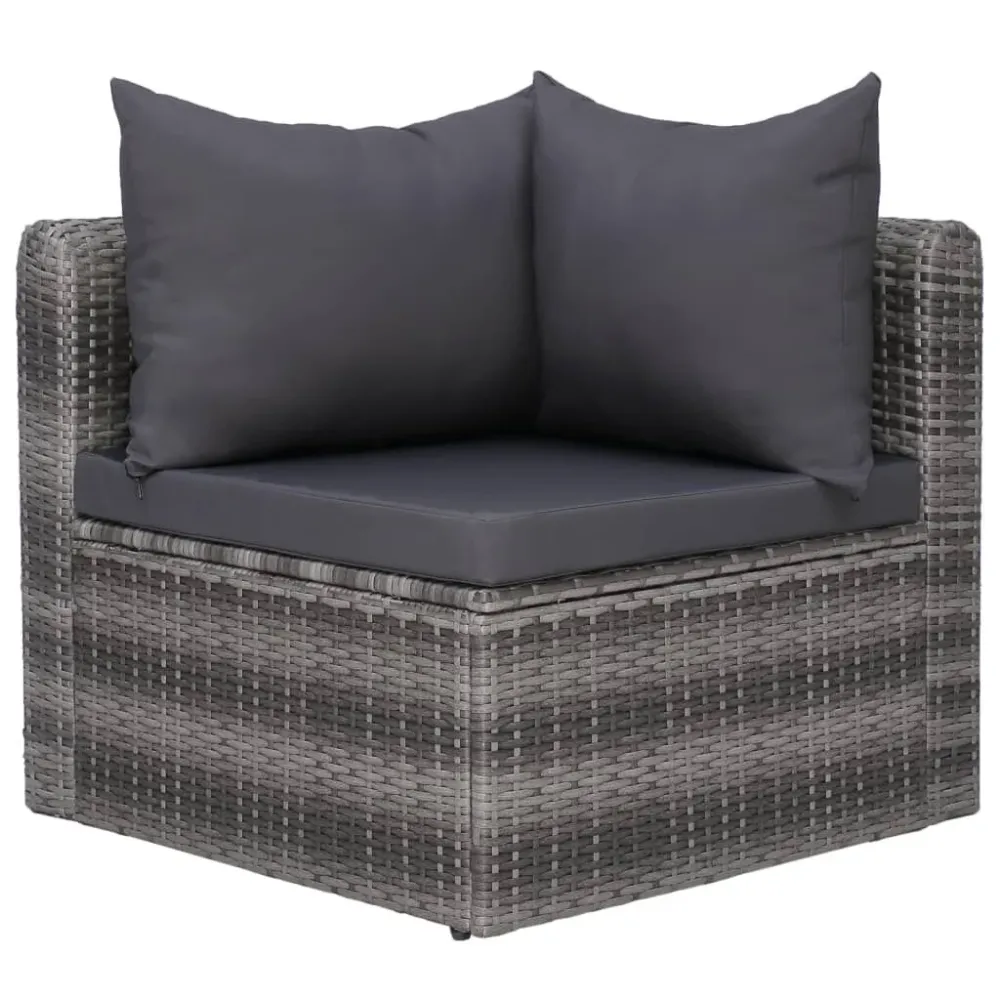 Banco de Madeira para 8 pcs conjunto lounge de jardim com almofadões vime PE cinzento