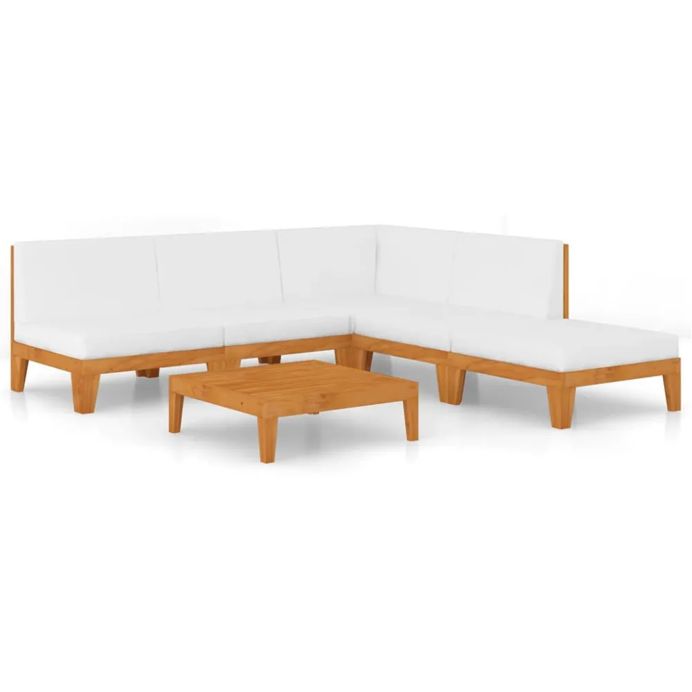 Banco de Madeira para 6 pcs conjunto lounge de jardim com almofadões acácia maciç
