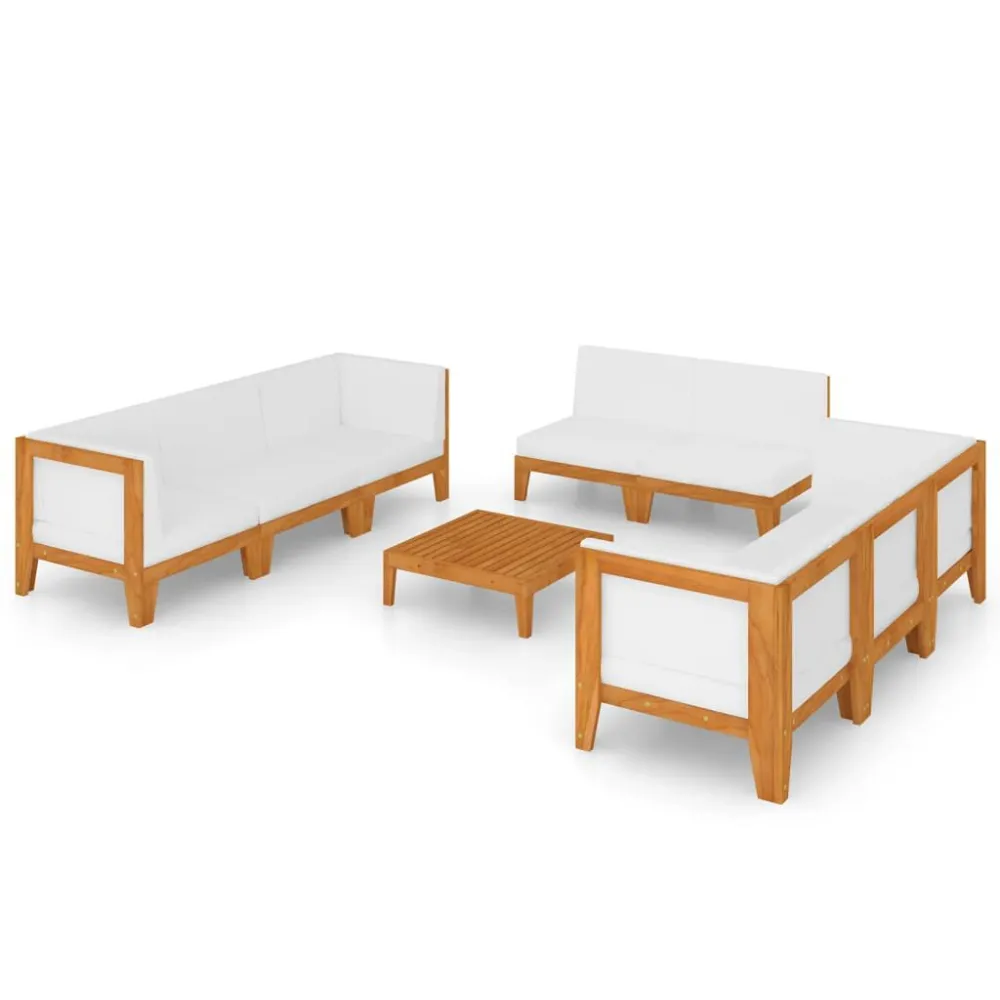 Banco de Madeira para 9 pcs conjunto lounge de jardim com almofadões acácia maciç