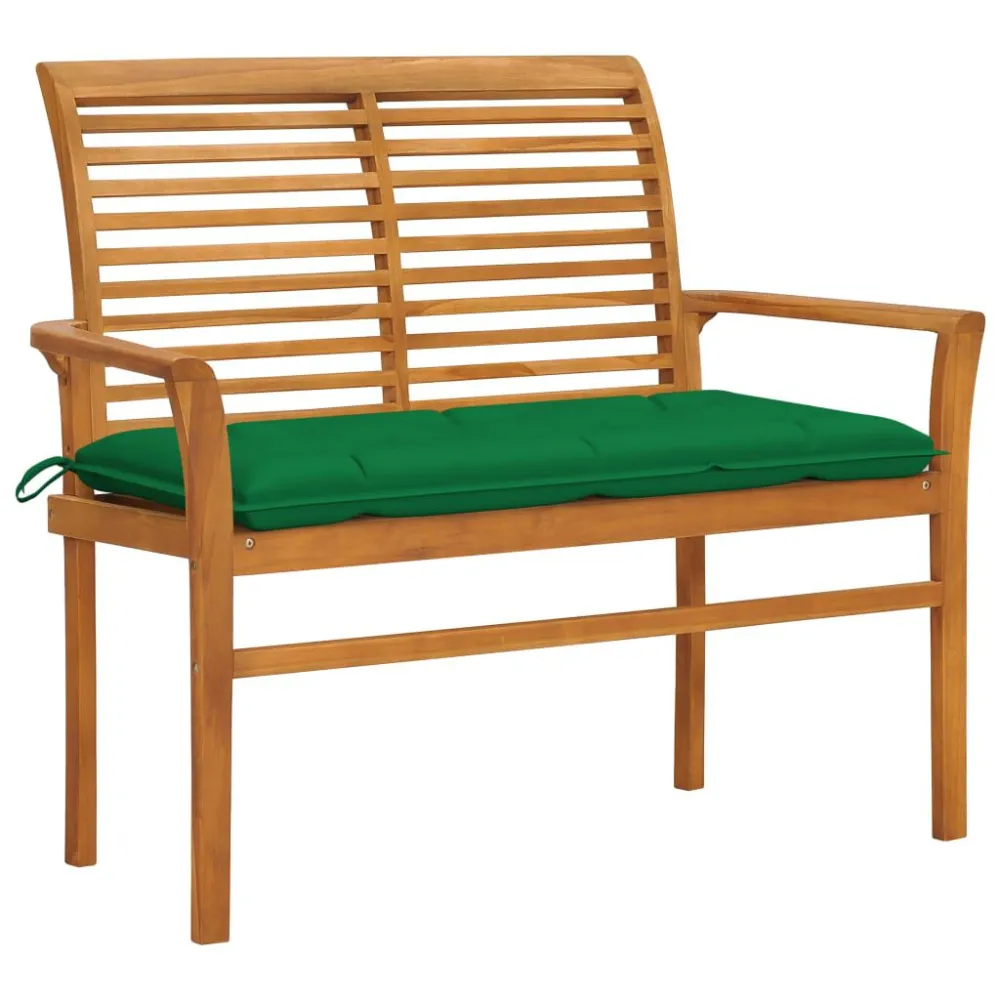 Cadeira de Balanço Banco de jardim com almofadão verde 112 cm teca maciç