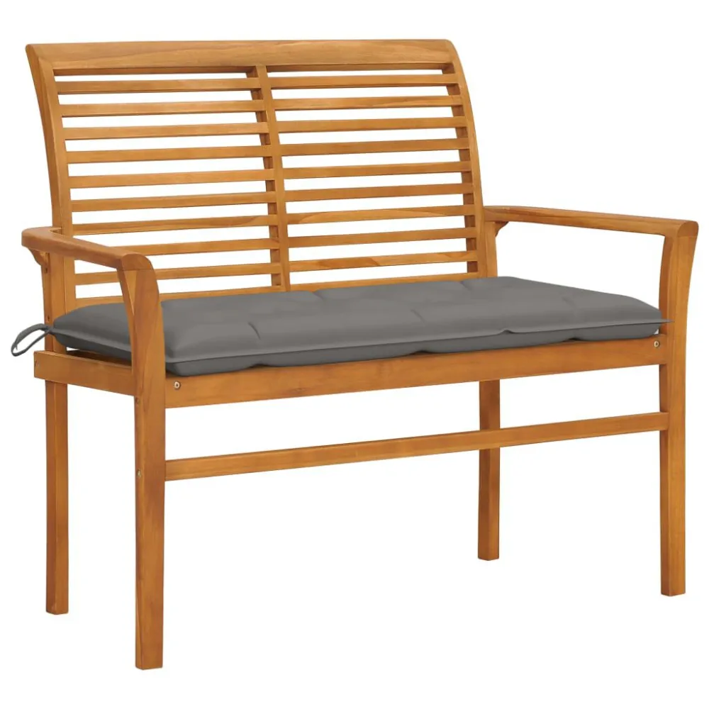 Cadeira de Balanço Banco de jardim com almofadão cinzento 112 cm teca maciç