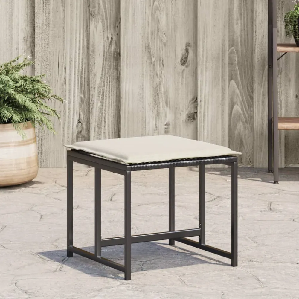 Cadeira de Balanço Bancos de jardim com almofadões 4 pcs vime PE preto