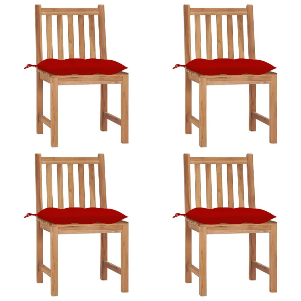 Cadeira de Balanço Cadeiras de jardim com almofadões 4 pcs madeira de teca maciç