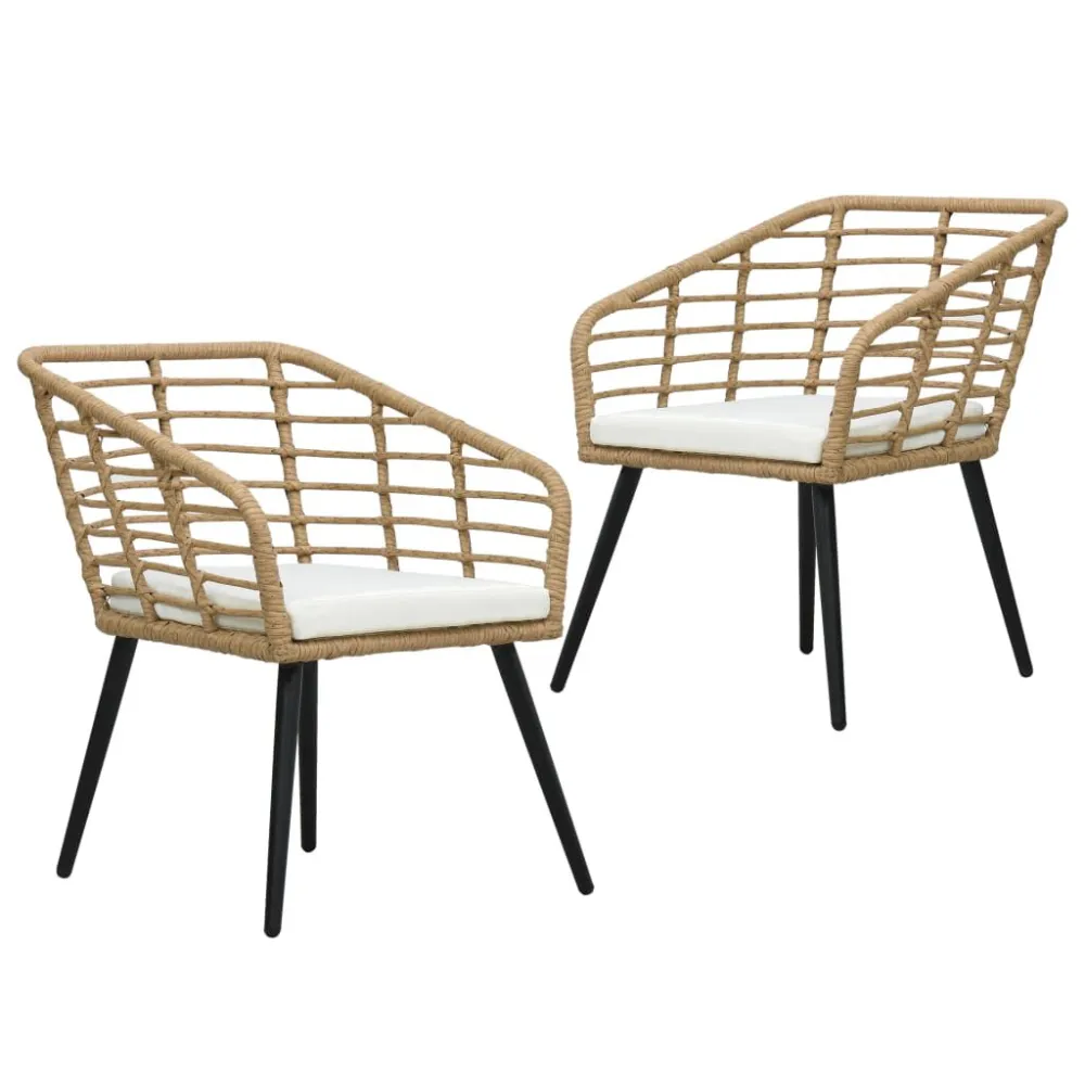 Cadeira de Balanço Cadeiras de jardim com almofadões 2 pcs vime PE cor carvalho