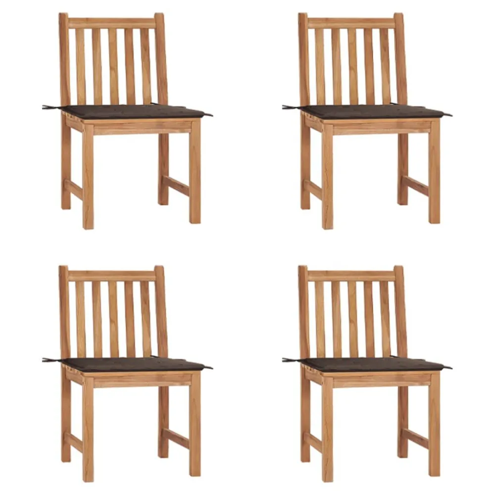 Cadeira de Balanço Cadeiras de jardim com almofadões 4 pcs madeira de teca maciç