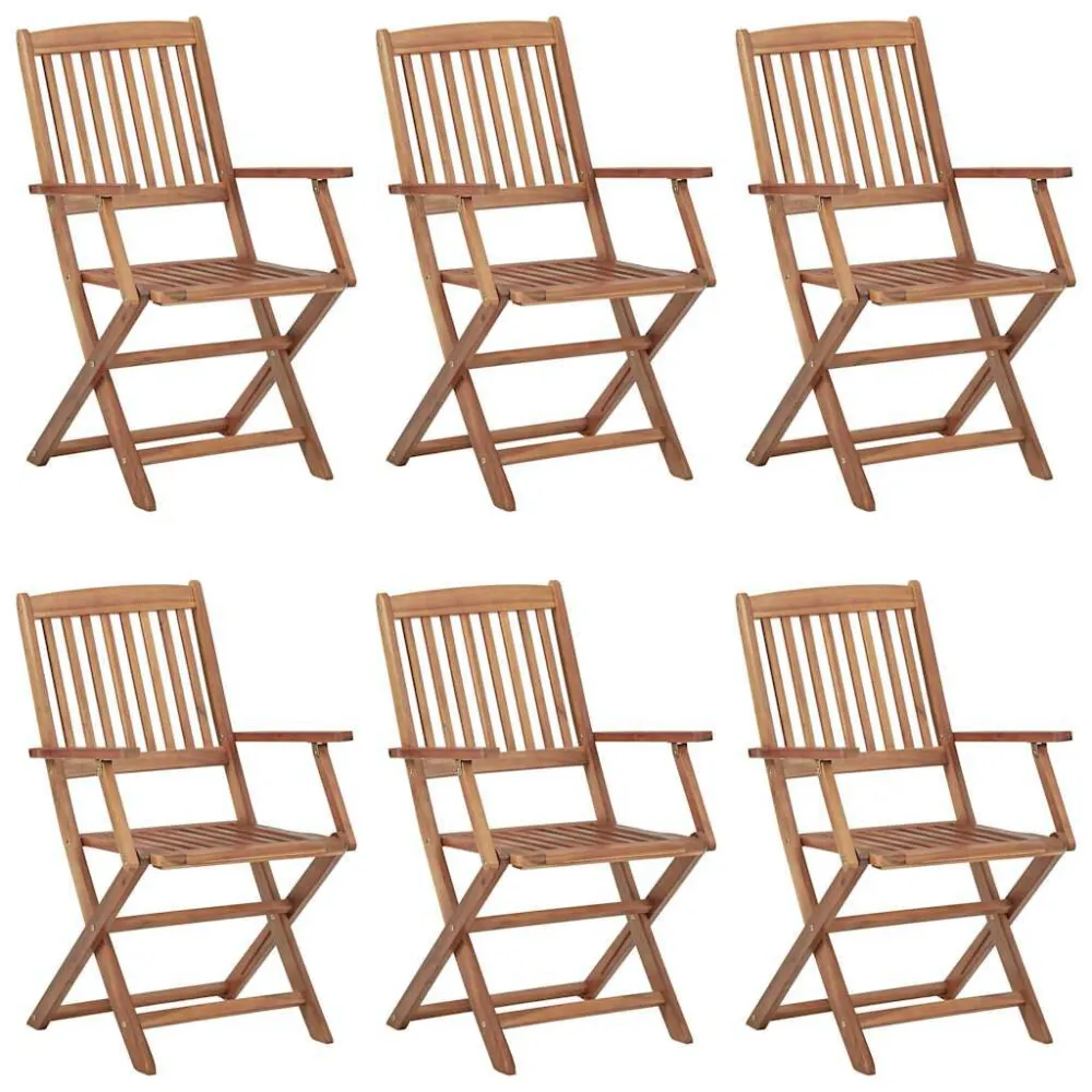Cadeira de Balanço Cadeiras de jardim dobráveis com almofadões 6 pcs acácia maciç