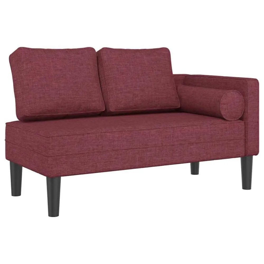 Cadeira de Balanço Chaise longue com almofadões tecido vermelho tinto