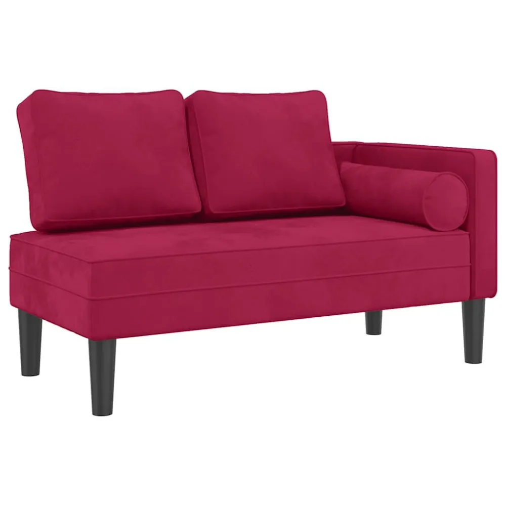 Cadeira de Balanço Chaise longue com almofadões veludo vermelho tinto