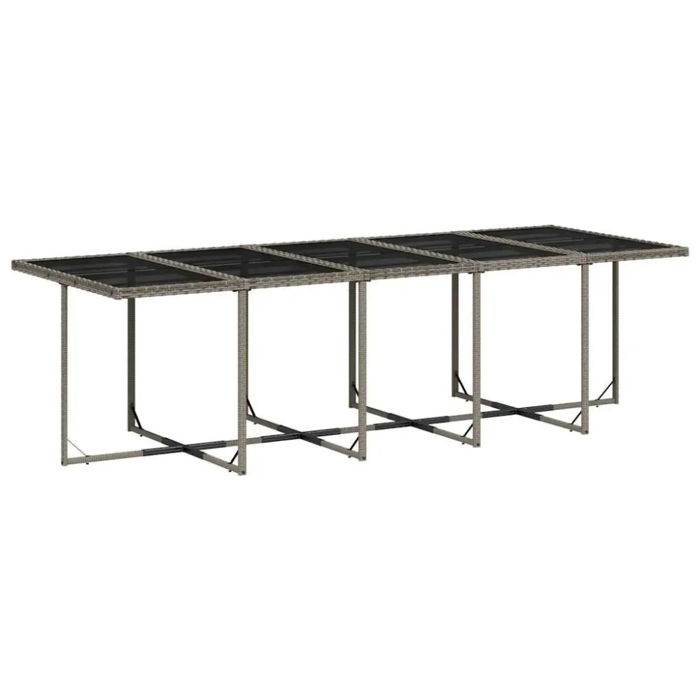 Cadeira de Balanço 15 pcs conjunto jantar para jardim com almofadões vime PE cinzento