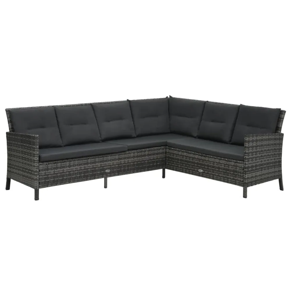 Cadeira de Balanço 4 pcs conjunto lounge de jardim com almofadões vime PE cinzento