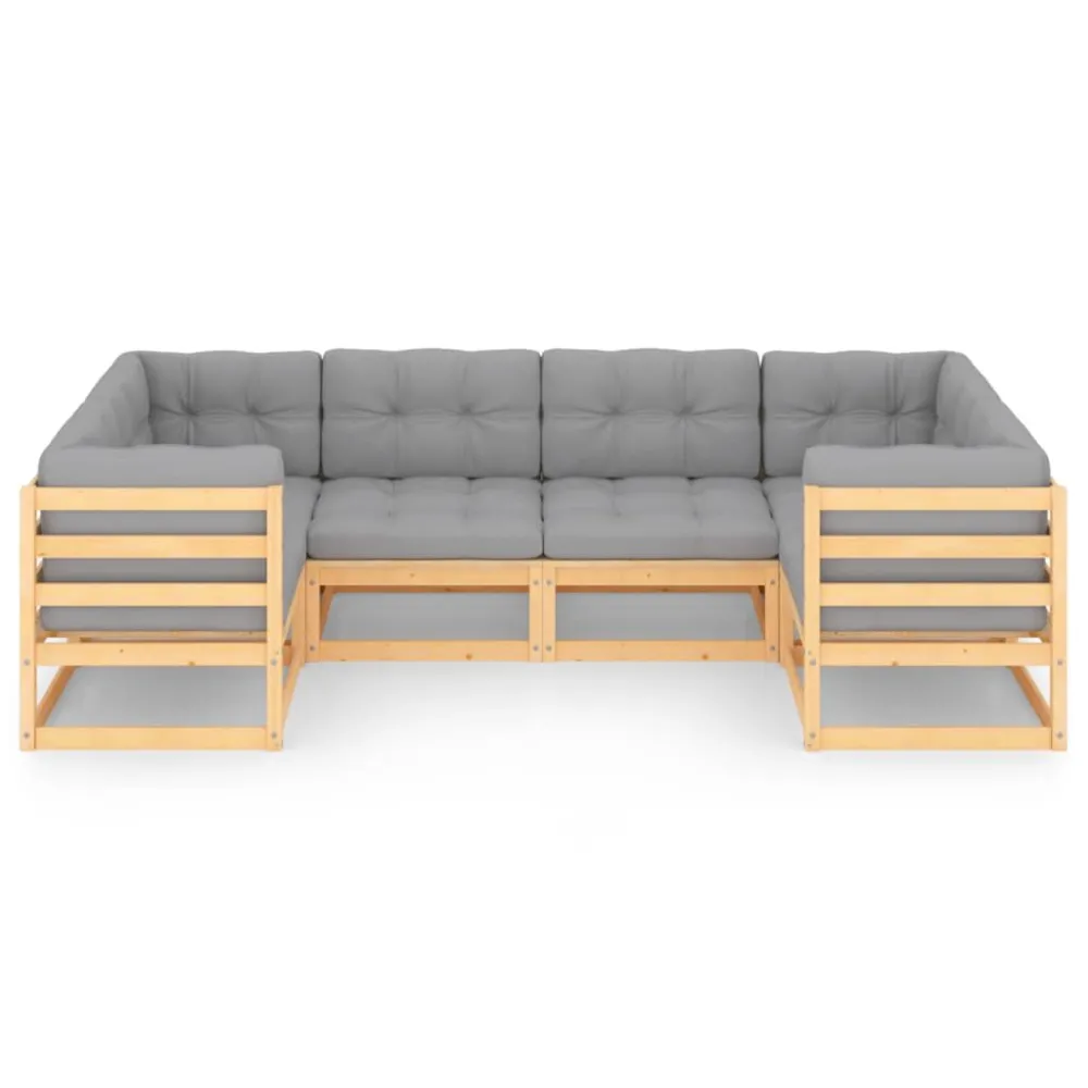 Cadeira de Balanço 6 pcs conjunto lounge de jardim com almofadões pinho maciço