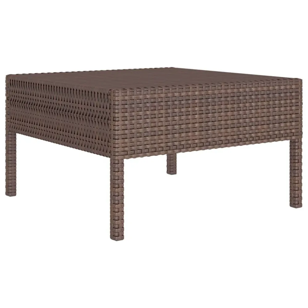 Cadeira de Balanço 6 pcs conjunto lounge jardim com almofadões vime PE castanho