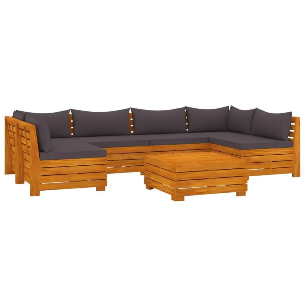 Cadeira de Balanço 7 pcs conjunto lounge de jardim com almofadões acácia maciç