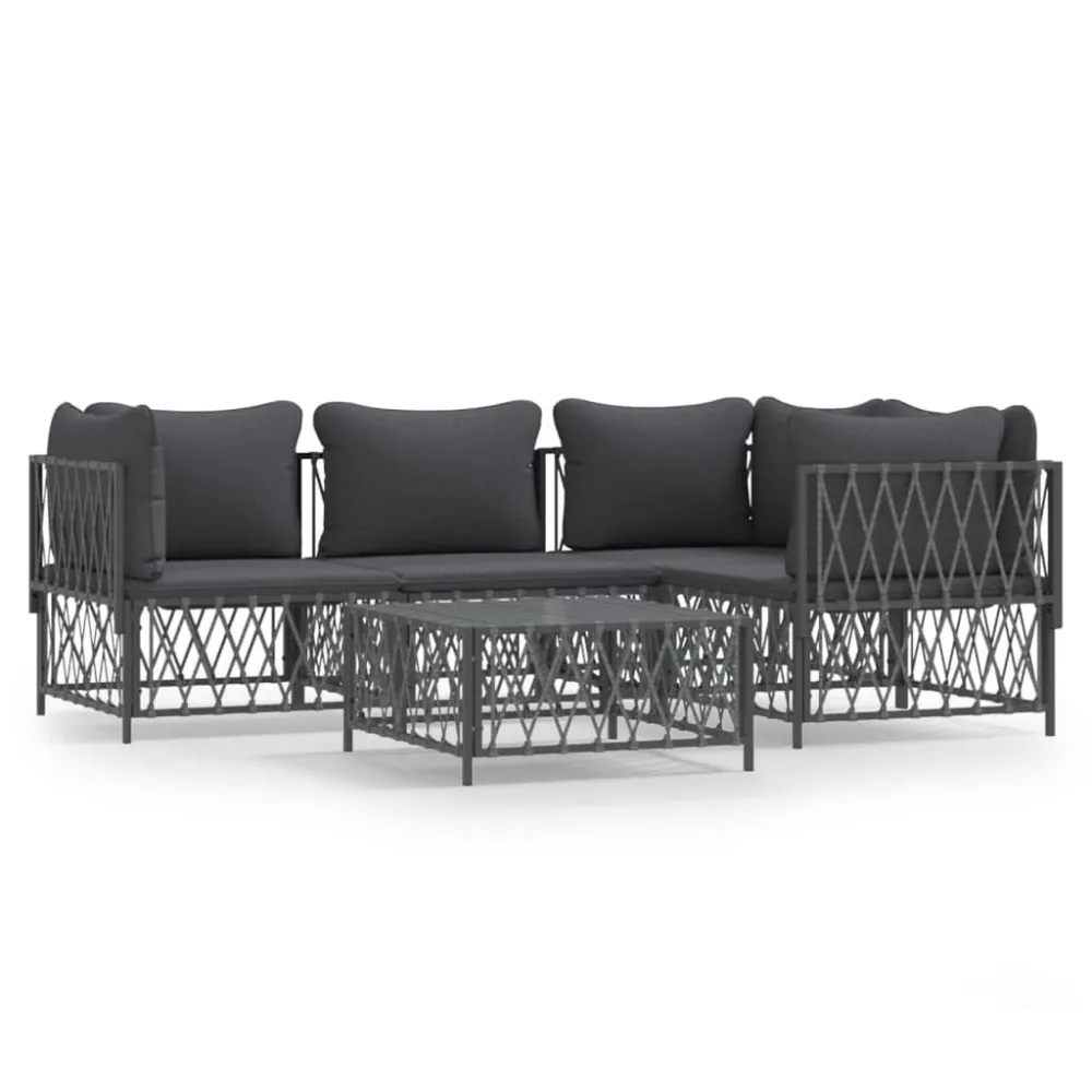 Cadeira de Balanço 5 pcs conjunto lounge de jardim com almofadões ço antracite