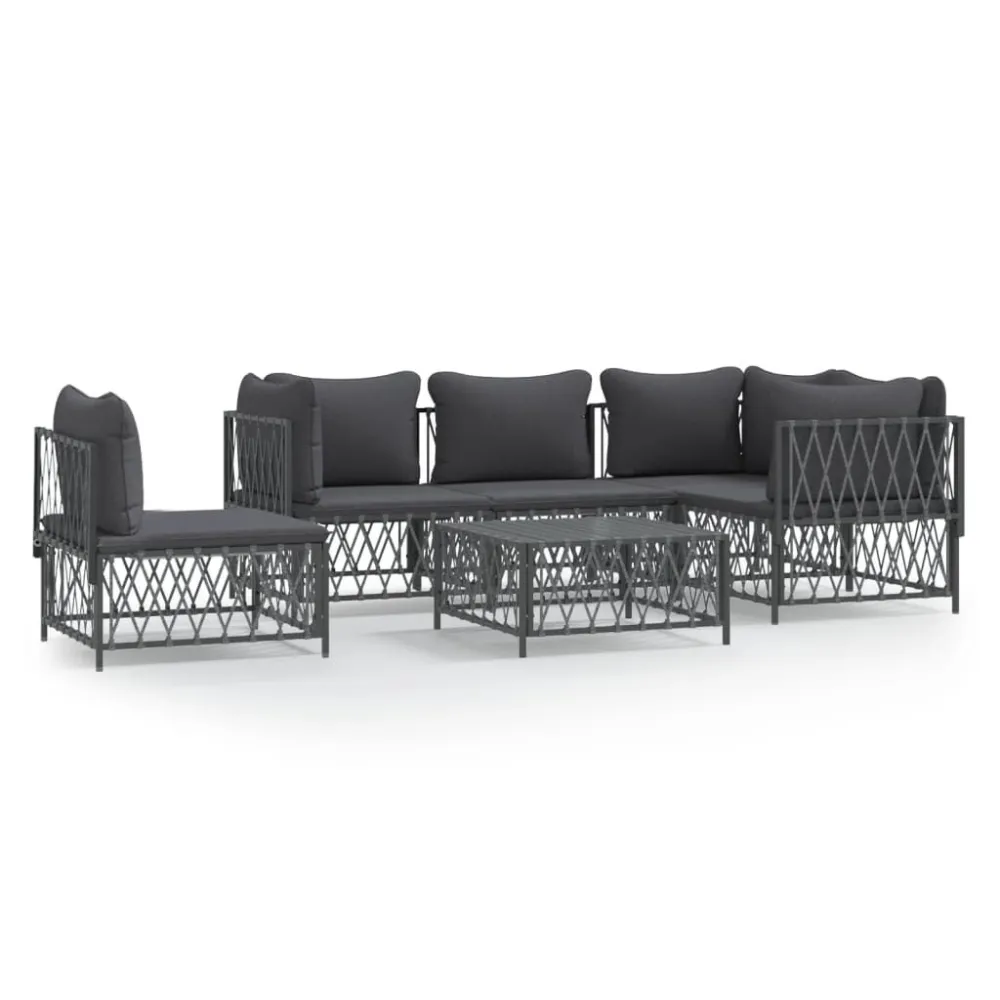 Cadeira de Balanço 6 pcs conjunto lounge de jardim com almofadões ço antracite