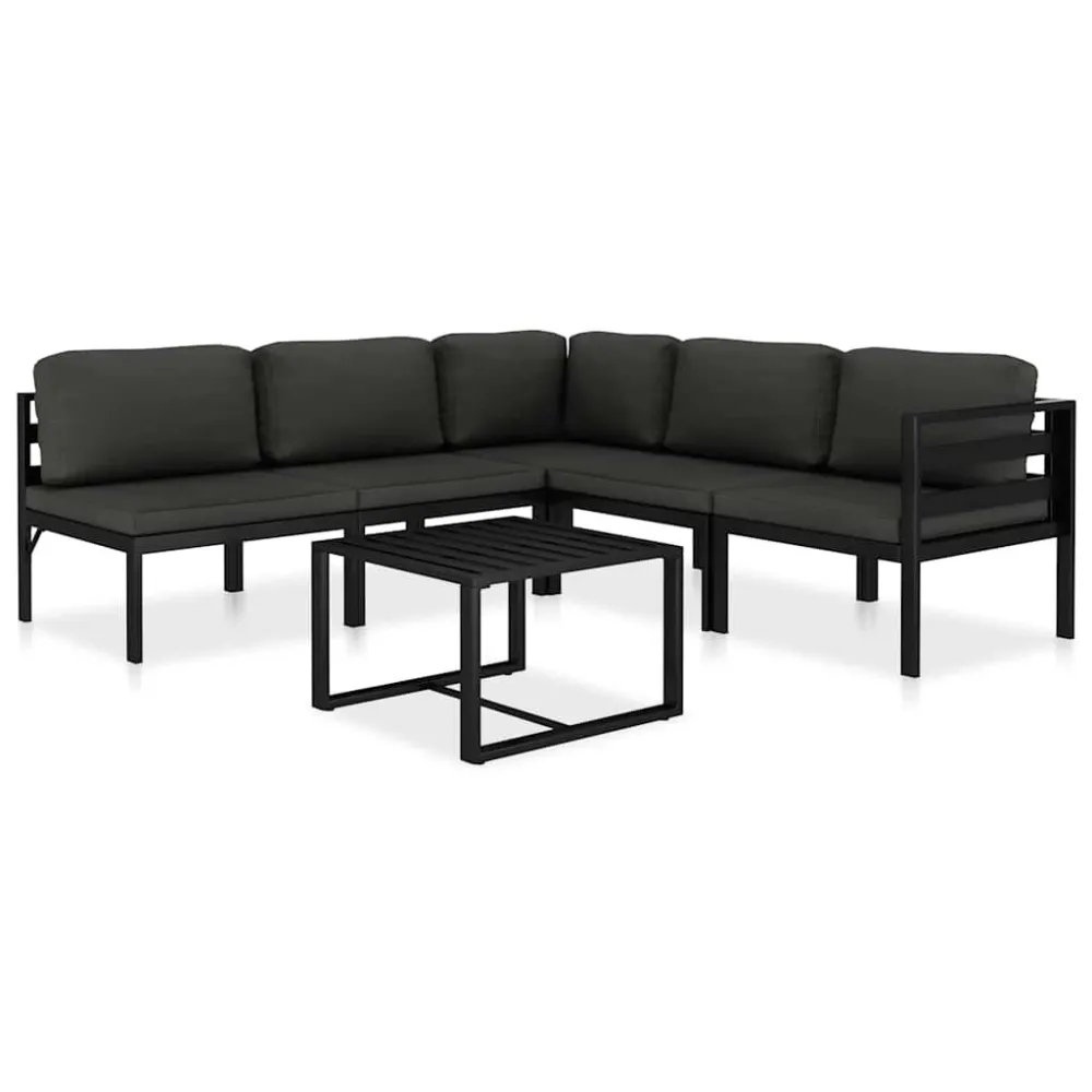 Cadeira de Balanço 6 pcs conjunto lounge jardim com almofadões alumínio antracite